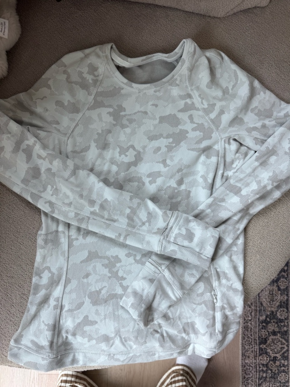 Light Grey Camo Long Sleeve Crew Top